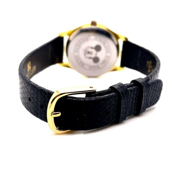 Walt Disney Mickey Mouse MCK168 30.5MM Gold Tone Leather Strap Watch w/ Box! 123 - Picture 4 of 8